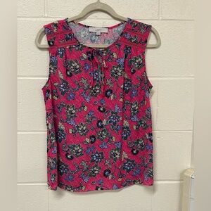 40. LOFT Vibrant Pink and Blue Floral Blouse